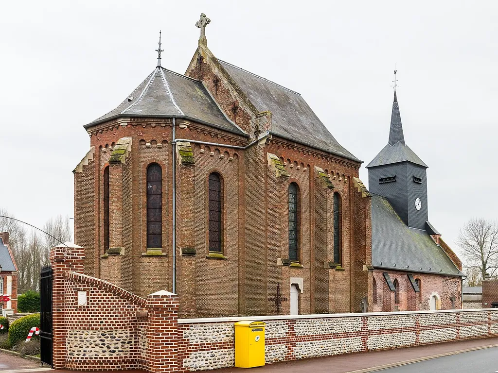 Eglise de la Nativité de la Sainte-Vierge de Lanchères, Somme, France.