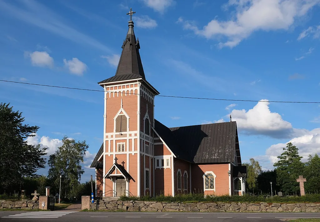 This is a photo of a monument in Finland identified by the ID 'Vampula Church' (Q18662688)