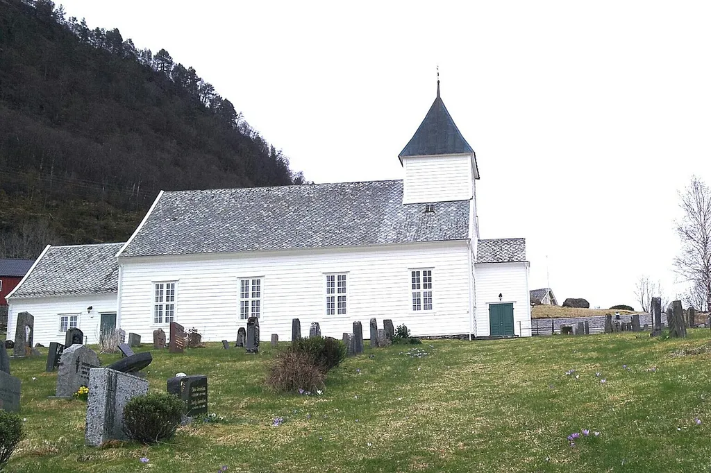 Sandnes Church in Masfjorden, Norway
