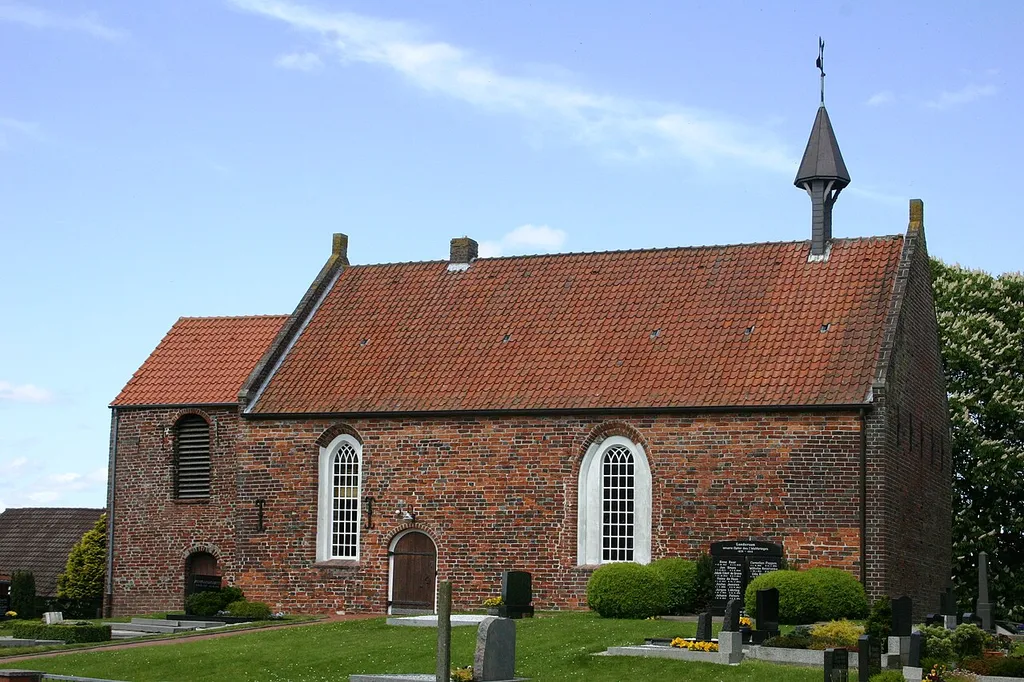 Historic church in Gandersum, district of Leer, East Frisia, Germany