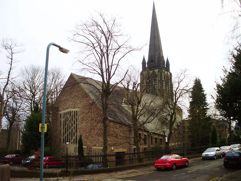 St Mark's parish church, Broomhill, Sheffield, South Yorkshire, England, seen from the north from Broomfield Road
