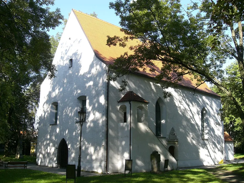 "Kostel Nejsvětější Trojice" on cemetery in Písek, Czech Republic