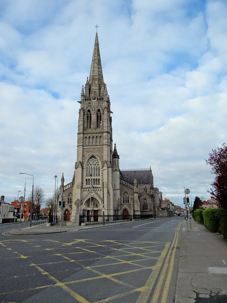 St. Peter's Church in Phibsborough, Dublin, Ireland, photographed from the east, on Cabra Road.
