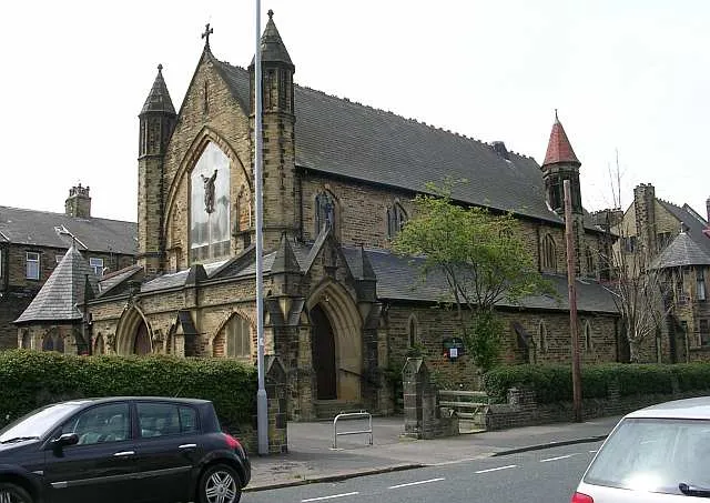 Roman Catholic church of St Cuthbert, Wilmer Road, Bradford, West Yorkshire, seen from the east