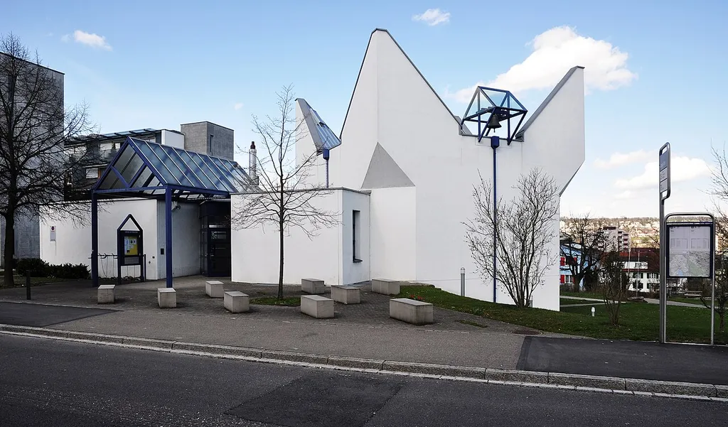 Die reformierte Kirche Suteracher, Zürich, 1985, Architekt: Benedikt Huber