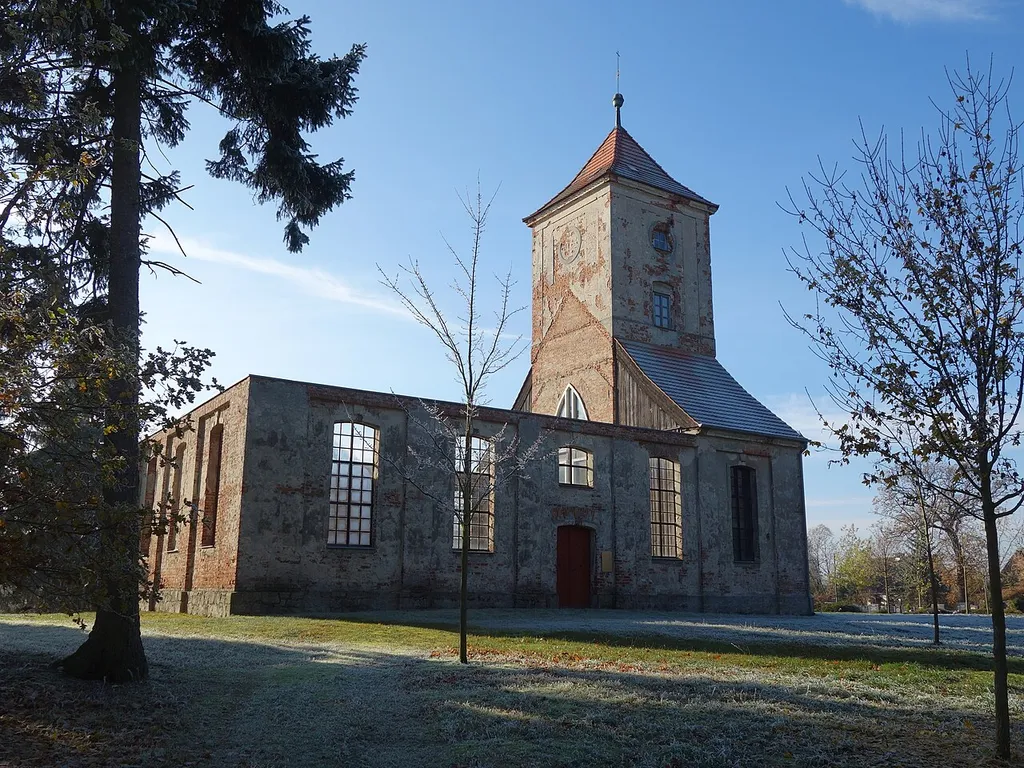North-north-eastern view of ruin of Bartschendorf church, Dreetz municipality, Ostprignitz-Ruppin district, Brandenburg state, Germany