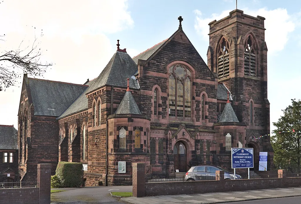 West end of Claremount Road Methodist Church, on Claremount Road itself.