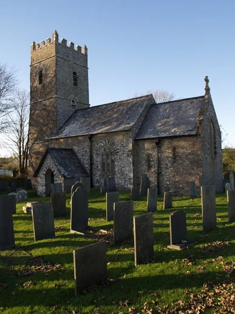 St Thomas a Becket church, Newton Tracey "A modest church with several C13 windows" (Cherry and Pevsner). Seen across the churchyard.