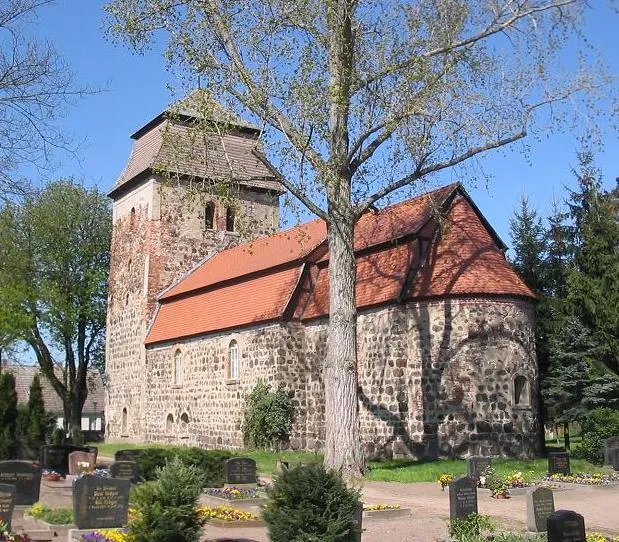 Stonechurch Deetz, oldest parts from 12th century. Deetz is a municipality in the Nature park Fläming in the district Anhalt-Zerbst, state Saxony-Anhalt, Germany.