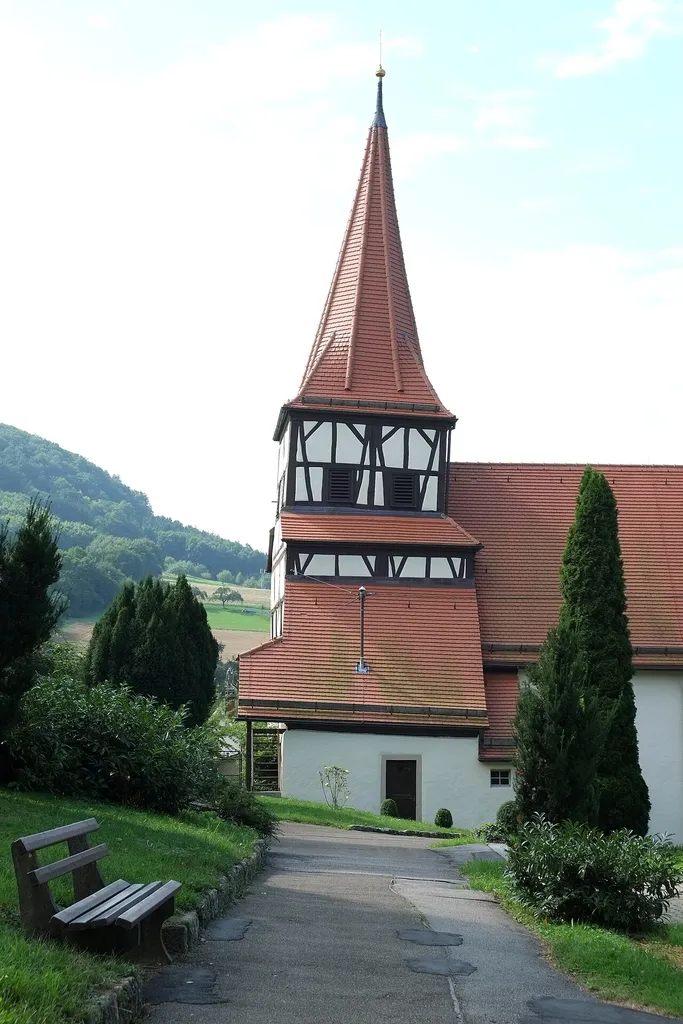 Evangelische Marienkirche in Kocherstetten, einem Stadtteil von Künzelsau im Hohenlohekreis (Baden-Württemberg, Deutschland)