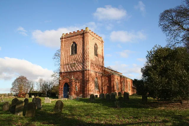 St.Swithin's church, Baumber, Lincs. An unusual and fascinating church, effectively a medieval church encased in a Georgian red brick shell in 1758. Inside, there's a Norman west door and Early English nave.
