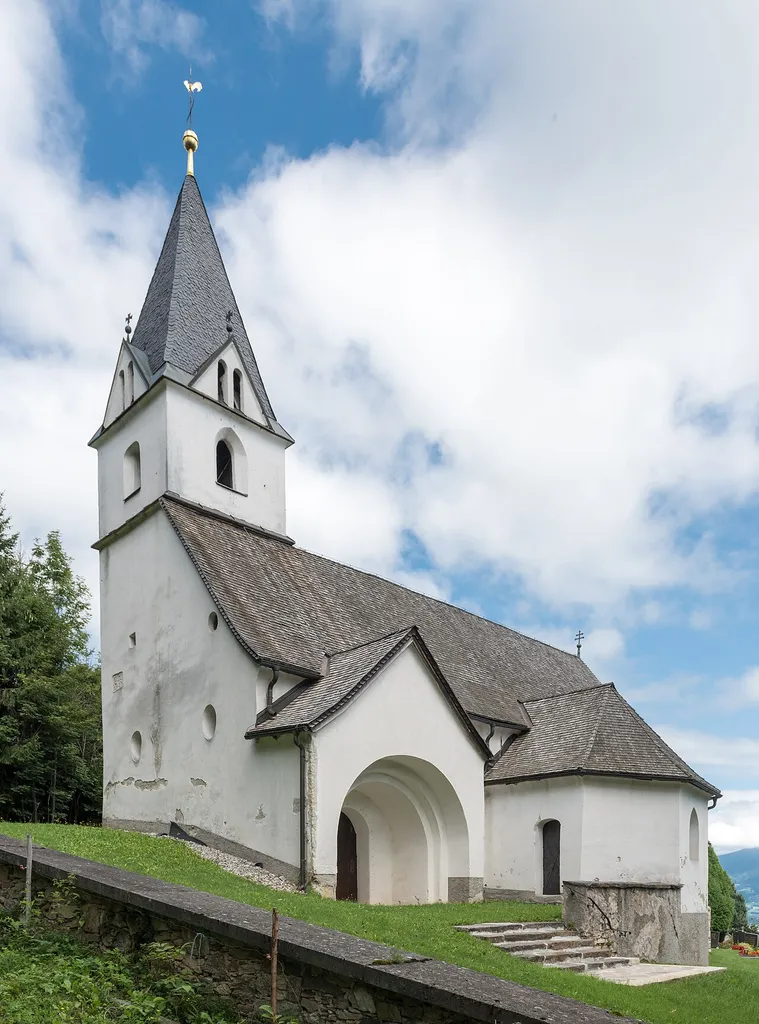 Subsidiary church Saints Peter and Paul with cemetery in Reisberg, municipality Wolfsberg, district Wolfsberg, Carinthia, Austria, EU