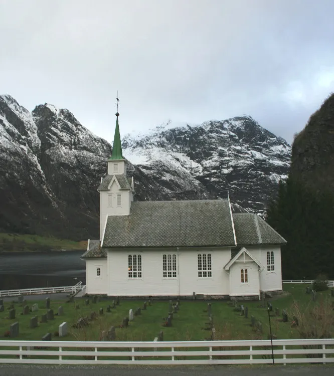Bjørke kyrkje, Volda, Norway This is a photo of a monument in Norway, number: 85584 in the Norwegian Directorate for Cultural Heritage database.