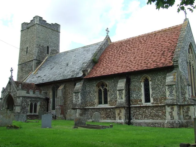 All Saints' parish church Rede, Suffolk, seen from the southeast
