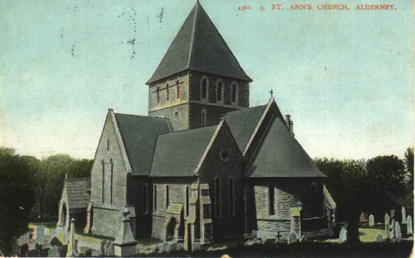 St.Ann's Church, Alderney. Postcard.