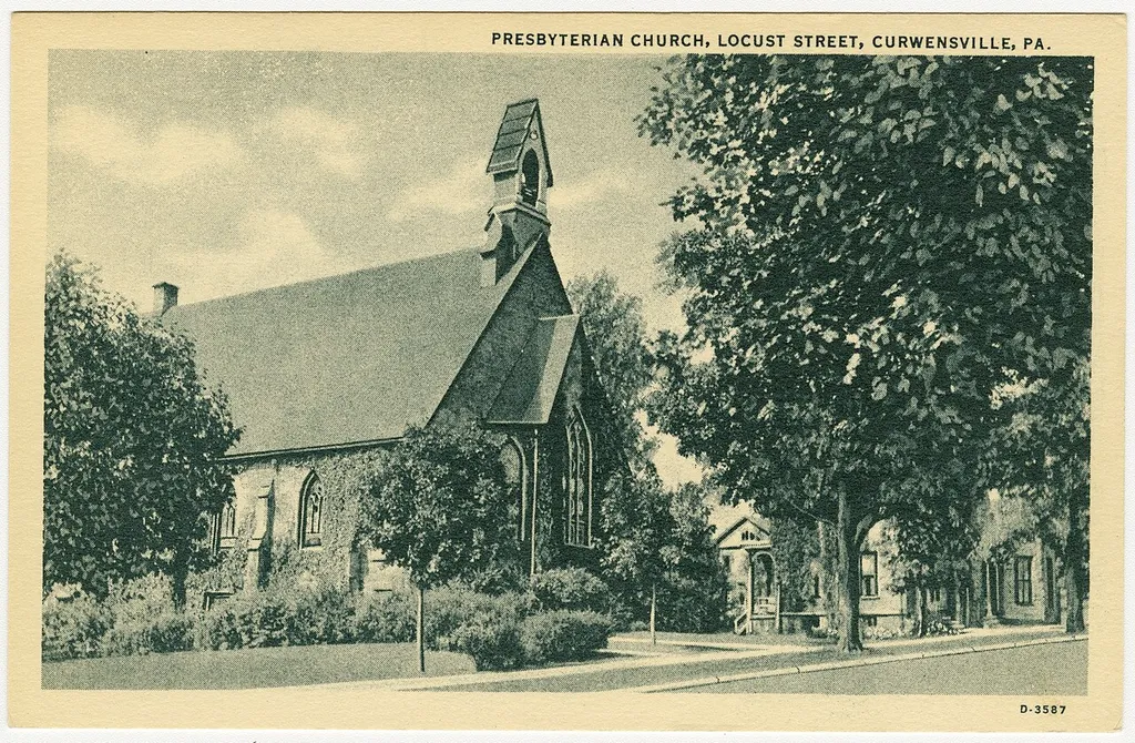Presbyterian church in Curwensville, Pennsylvania from a pre-1923 postcard From RG 428, Postcard Collection, Presbyterian Historical Society, Philadelphia, Pennsylvania
