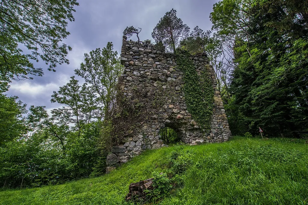 Die Ruggburg ist die Ruine einer Spornburg auf einem Bergsporn in halber Höhe des Westabhangs des Pfänderrückens im Gemeindegebiet von Eichenberg in Vorarlberg. ACHTUNG– Privatbesitz! Zugang nur durch Voranmeldung beim Besitzer möglich. Vielen Dank für die Einzelführung.