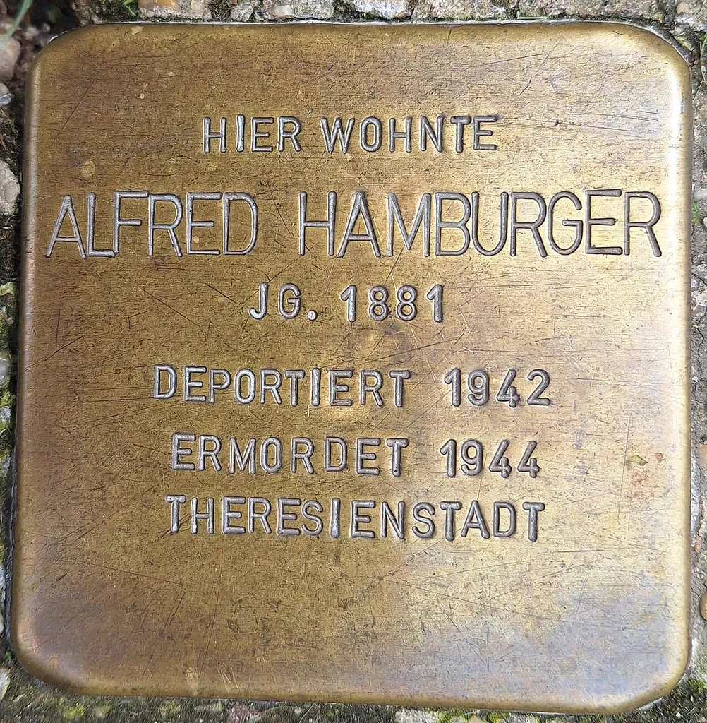 Hier wohnte, Alfred Hamburger, Jg. 1881, deportiert 1942, ermordet 1944, Theresienstadt