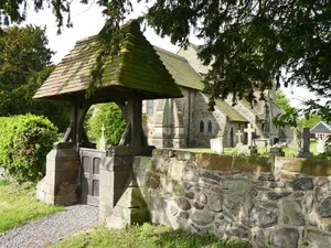 Lychgate approximately 20 metres to north east of Church of St Lucia