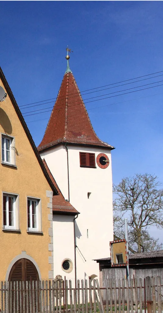 Former townhall and church of Herbsthausen, now part of Bad Mergentheim.