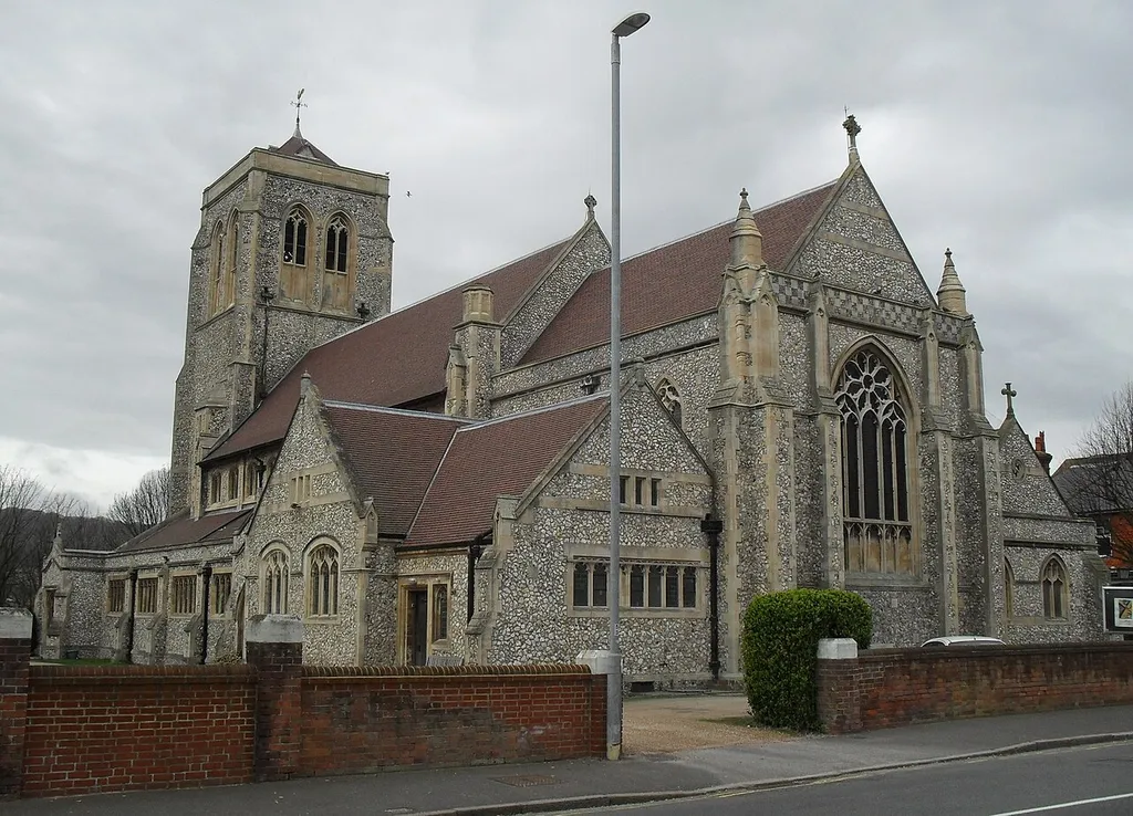 St Michael and All Angels parish church, Willingdon Road, Ocklynge, Eastbourne, East Sussex, England, seen from the east