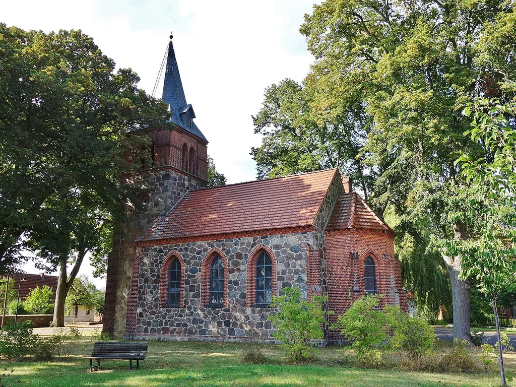 South-eastern view of church in Niemerlang, Wittstock municipality, Ostprignitz-Ruppin district, Brandenburg state, Germany