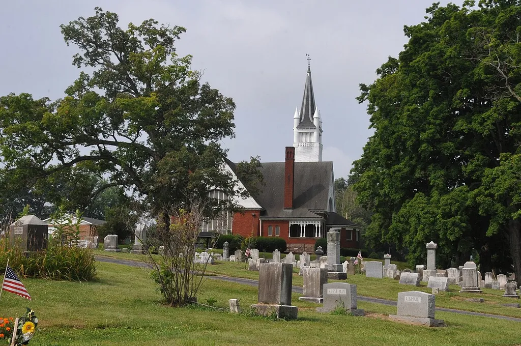 AKA BRICK CHURCH BUILT IN 1892 WITH A STEEPLE SHOWING QUEEN ANNE INFLUENCE This is an image of a place or building that is listed on the National Register of Historic Places in the United States of America. Its reference number is 78002350 (Wikidata).