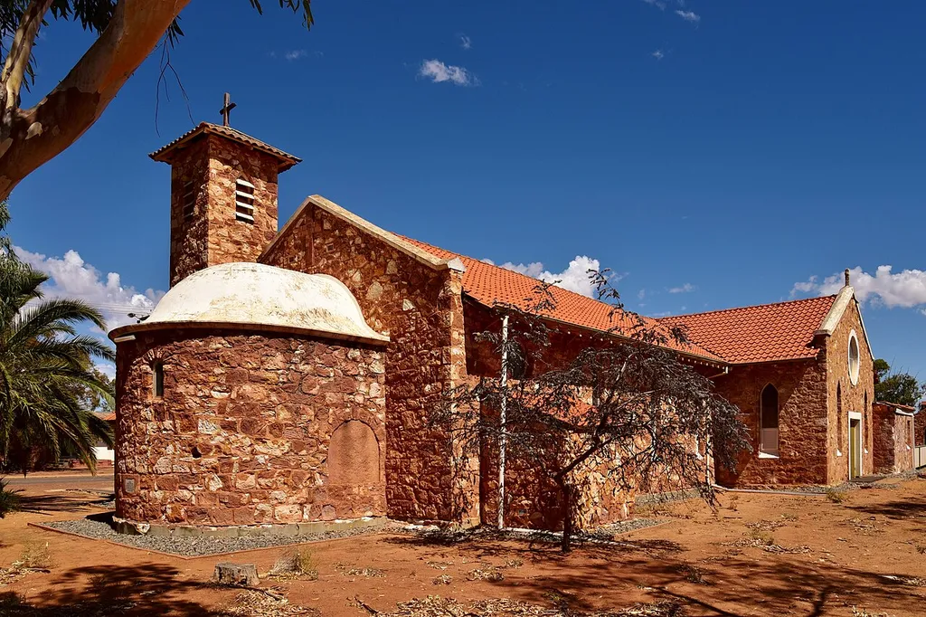 View of the Holy Cross Catholic Church, cnr Davis and Dreghorn Streets, Morawa, Western Australia