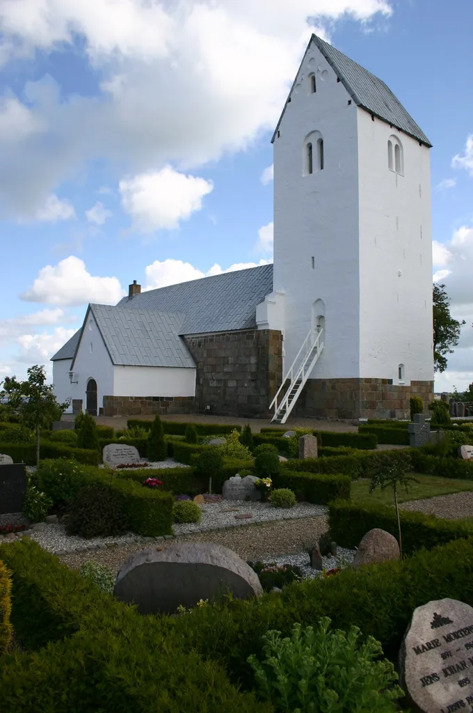 Church of the island Fur, Denmark, seen from NW. Fur Kirke set fra nordvest