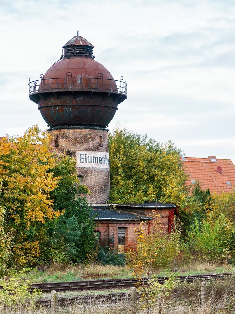 Wasserturm, Am Bahnhof in Wanzleben-Börde OT Blumenberg This is a picture of the Saxony-Anhalt Kulturdenkmal (cultural heritage monument) with the ID 09495482 KDSA/09495482(andere) (Wikidata)