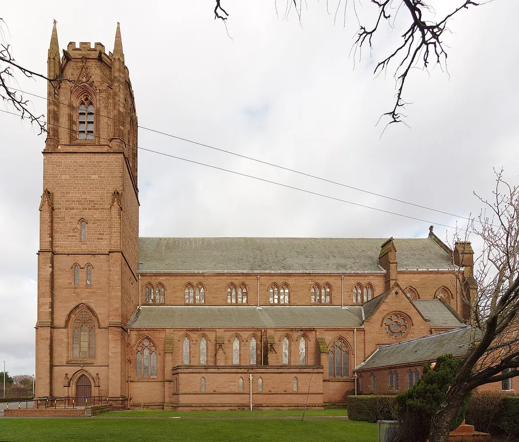 Grade II listed St James Church, Bootle. View from the south.