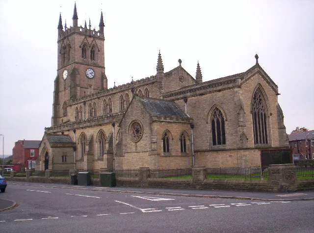 Parish church of St James with St Thomas, Hardman Street, Poolstock, Wigan, Greater Manchester, seen from the east