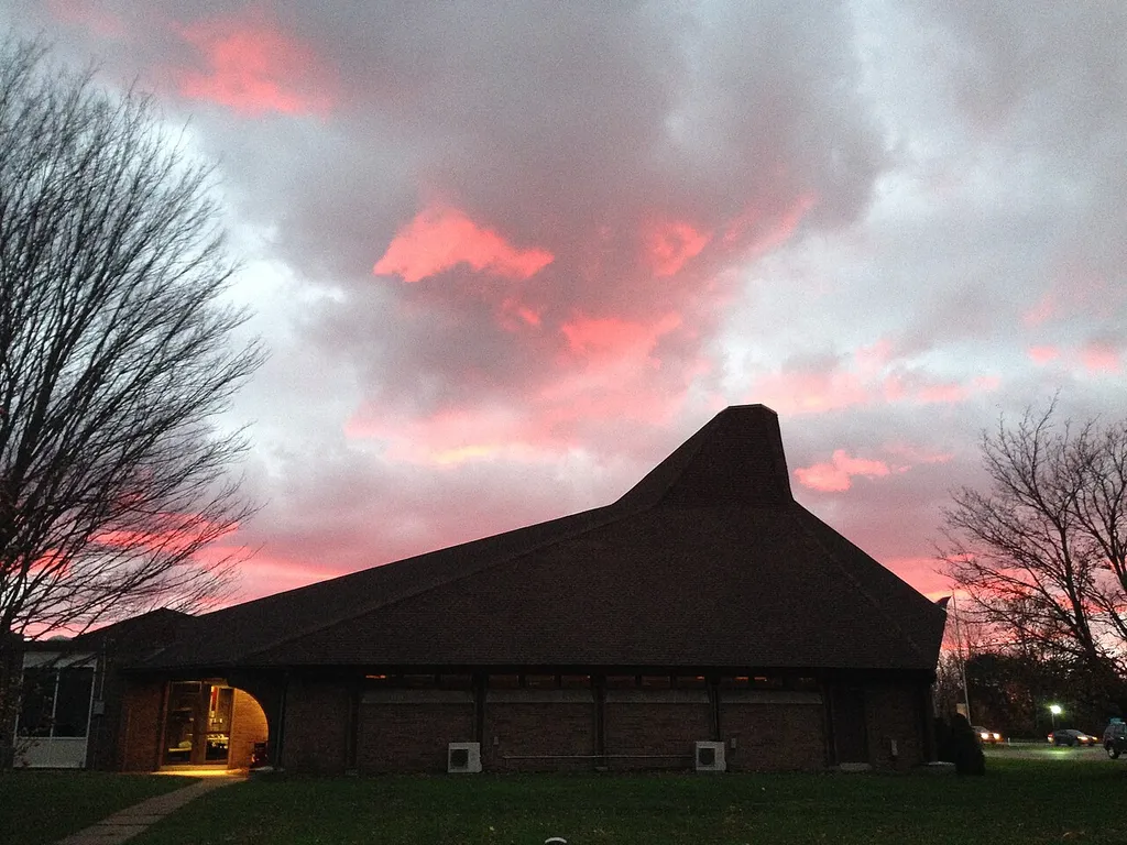 Winter sky over Asbury U. M. Church in Erie, PA