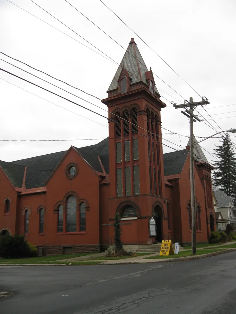 NRHP-listed State Street Methodist Episcopal Church in Fulton, Oswego County, New York.