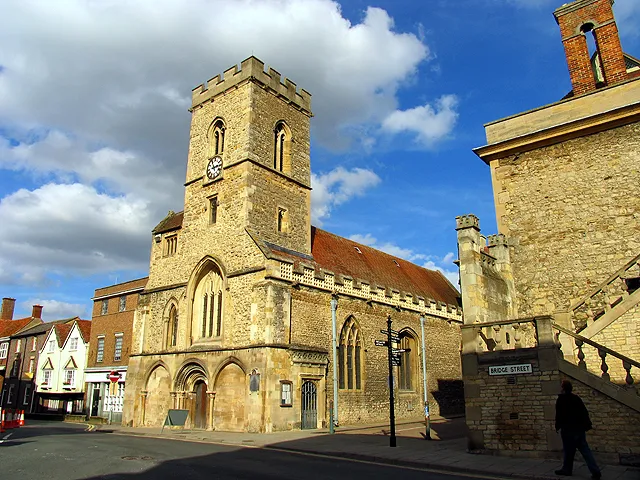 Church of England parish church of St Nicholas Church, Abingdon. The church on the north east side of Bridge Street, near the Abbey ruins.