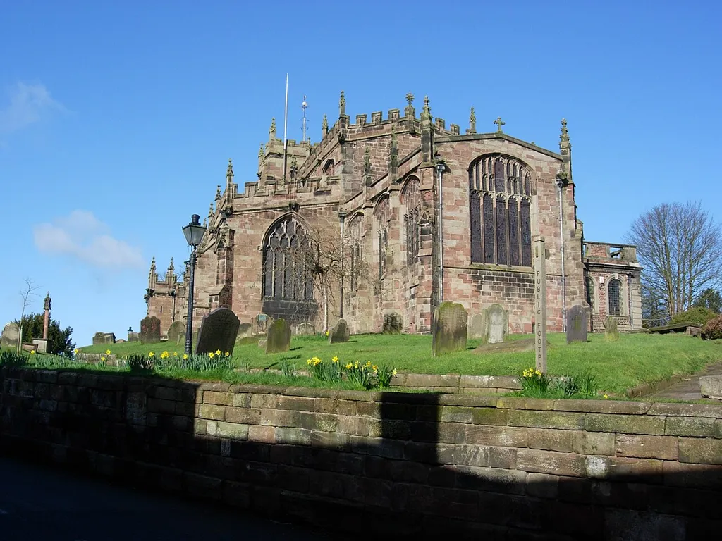 St Oswald's parish church, Malpas, Cheshire, seen from the east