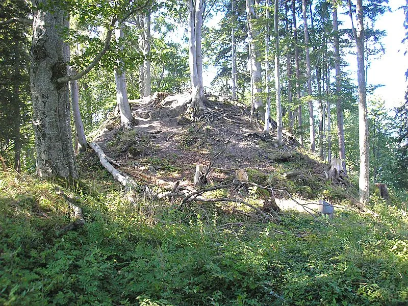 Ettensberg castle ruin (Blaichach, Landkreis Oberallgäu, Bavaria, Germany). The keep, seen from the north east