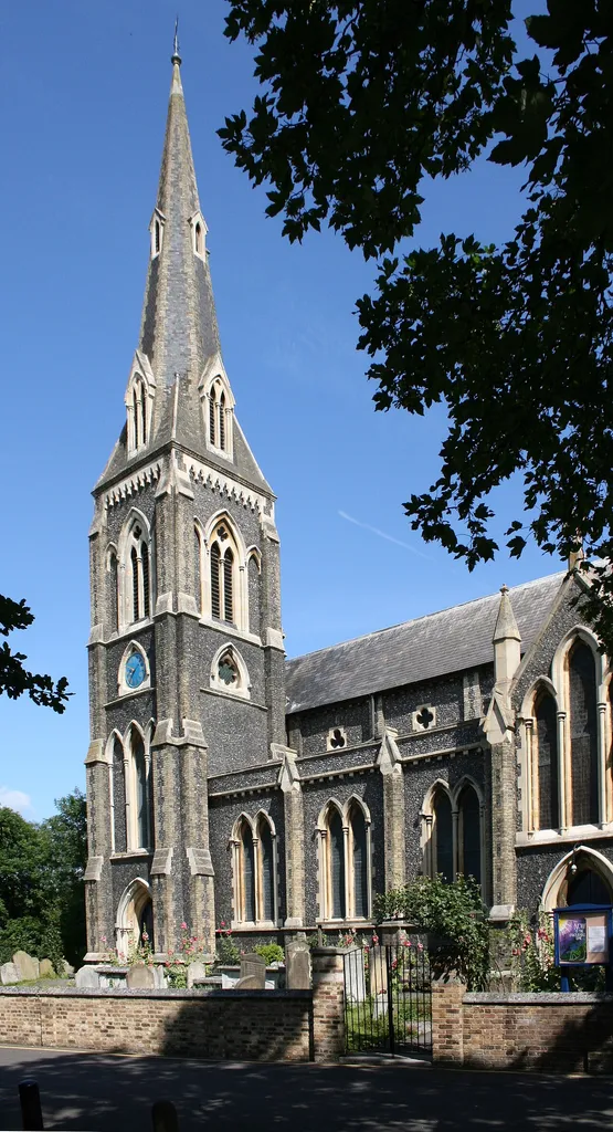 St Mary's Church on sunny day against blue sky. Hanwell W7 London.