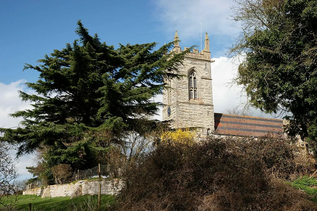 West tower of St Matthew's parish church, Salford Priors, Warwickshire, seen from the south