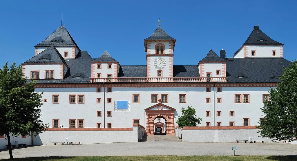The south side of the castle Augustusburg with the entrance. Saxony in Germany.
