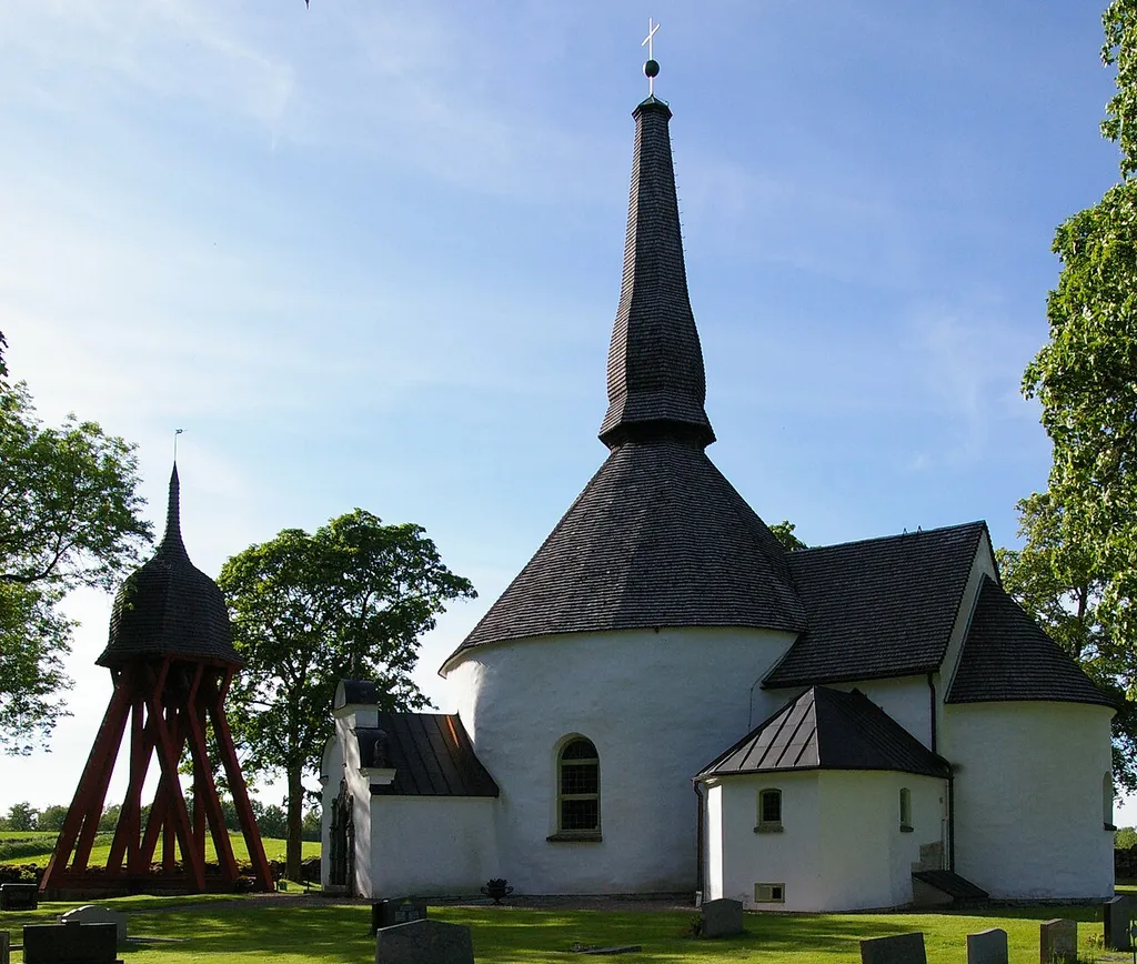 Skörstorps kyrka (swedish: church of Skörstorp), Västergötland, Sweden. The church was built in the 12th century.