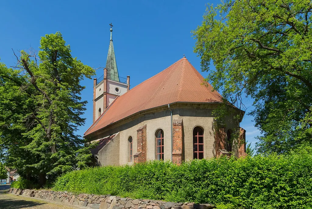 The Protestant village church of Eulo, district of Forst (Lausitz), Landkreis Spree-Neiße, Brandenburg, Germany.