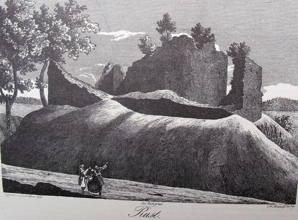 Křečov - Castle in the Czech Republic, wiew made by Franz Heber 1847