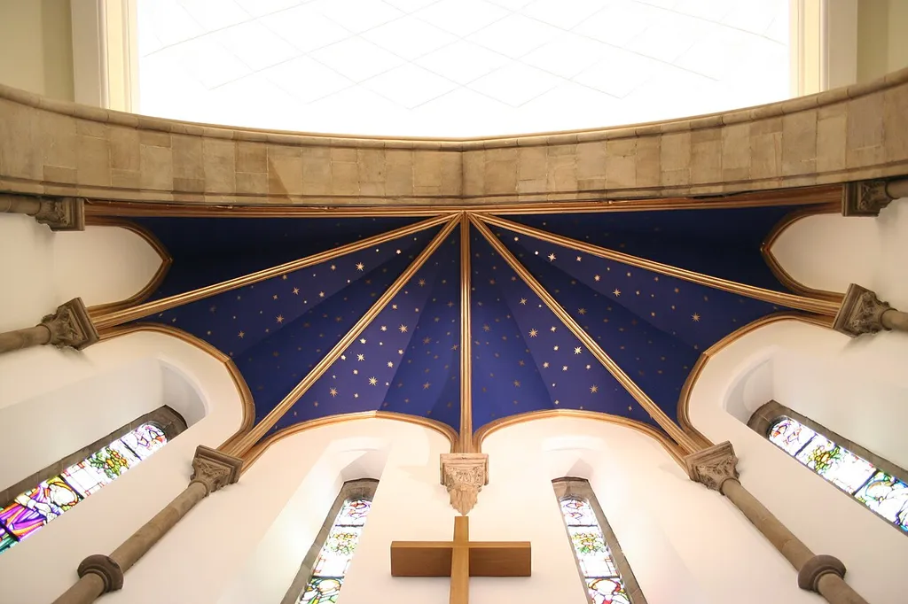 The chancel arch and apse ceiling at Mayfield Salisbury Parish Church