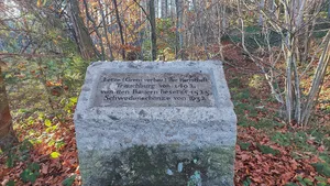 memorial stone to border fortification of noble family Trauchburg and Schwedenschanze