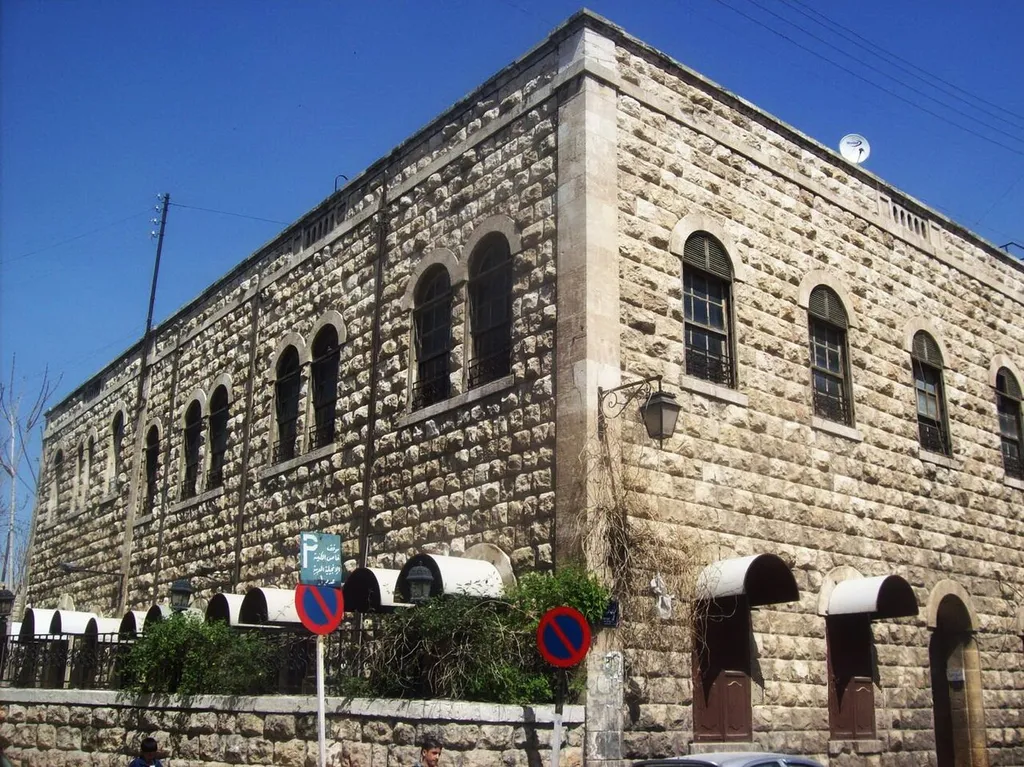National Evangelical Church of Aleppo, seat of the Arab Presbyterian Evangelical Church of Aleppo, part of the National Evangelical Synod of Syria and Lebanon. Two-thirds of this church was destroyed as a result of an underground explosion on November 6, 2012,[1] perpetuated by the "moderate" rebels.