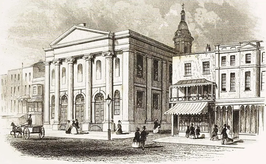 Cropped version of All Saints Church, Southampton, by Rock &amp; Co. London. No. 1881. (Collection/Location: North Devon Athenaeum).