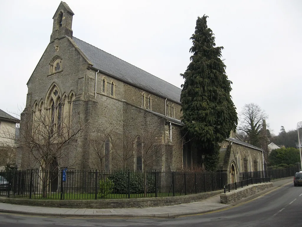 St David's was built in 1846-7 to house the growing English-speaking congregation. St Tydfil's was the parish church at that time and was mainly Welsh-speaking. St David's is a large church built in the Victorian Gothic Early English style although the interior is mostly 20th century.