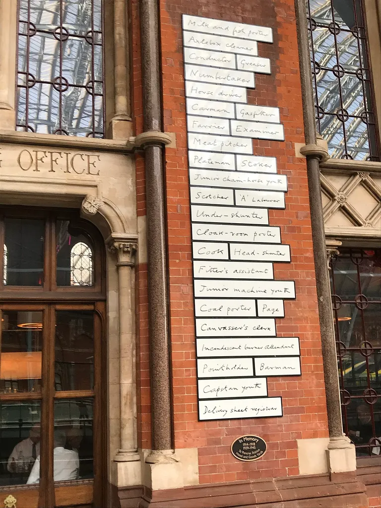 Memorial wall inside St Pancras