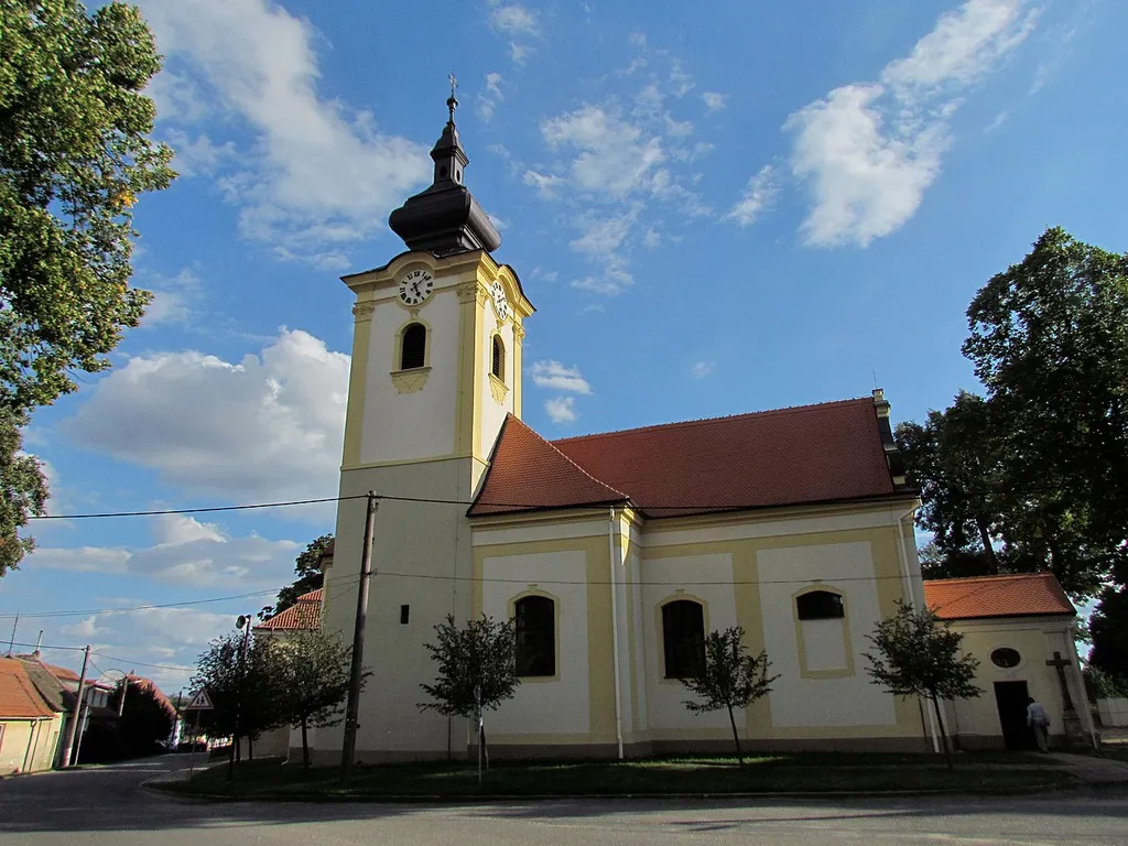 Side view of church of Saint Francis of Assisi in Hostim, Znojmo District.